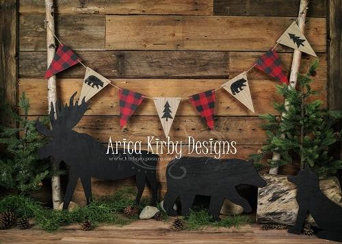 Kate Woodland Plaid Dark Wood Backdrop Designed by Arica Kirby -UK