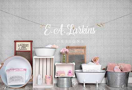 Kate Summer Baby Girl Bath Time Backdrop for Photography Designed by Erin Larkins