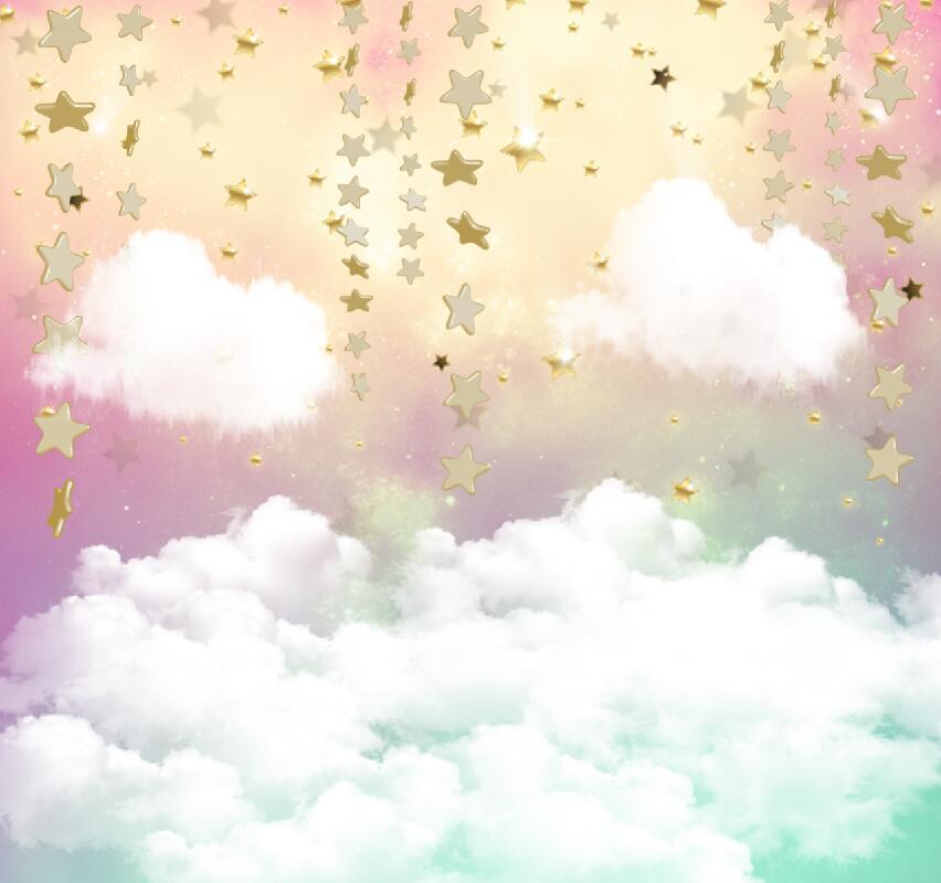 Kate Twinkle Golden Star Sky Cloud rainbow cake smash backdrop - Kate backdrop UK