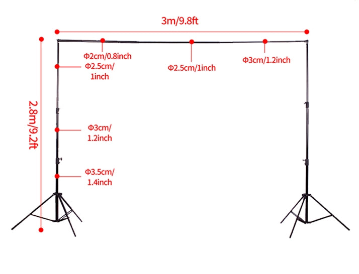 Kate 3x2.8m Frame Kit both for Fabric Backdrop and Double-side Pop-up backdrop( including 4 fish mouth clips + 4 stretch clips + E vigorous clip) -UK