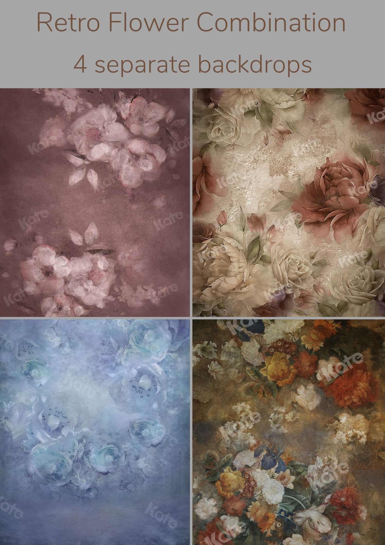 Kate Retro Flower Combination Backdrops for Photography -UK