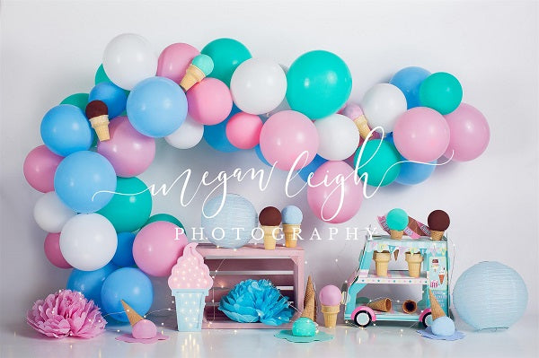 Kate Summer Ice-cream Balloons Backdrop Designed by Megan Leigh Photography -UK