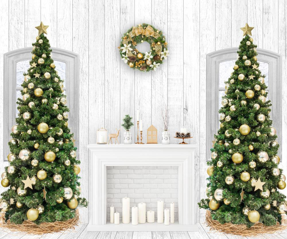 Kate Christmas Fireplace White Wood Backdrop for Photography -UK