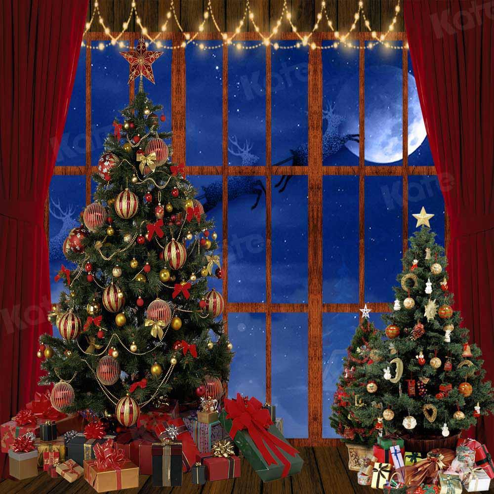 Kate Christmas Trees Window Elk Moon Backdrop Designed by Chain Photography -UK