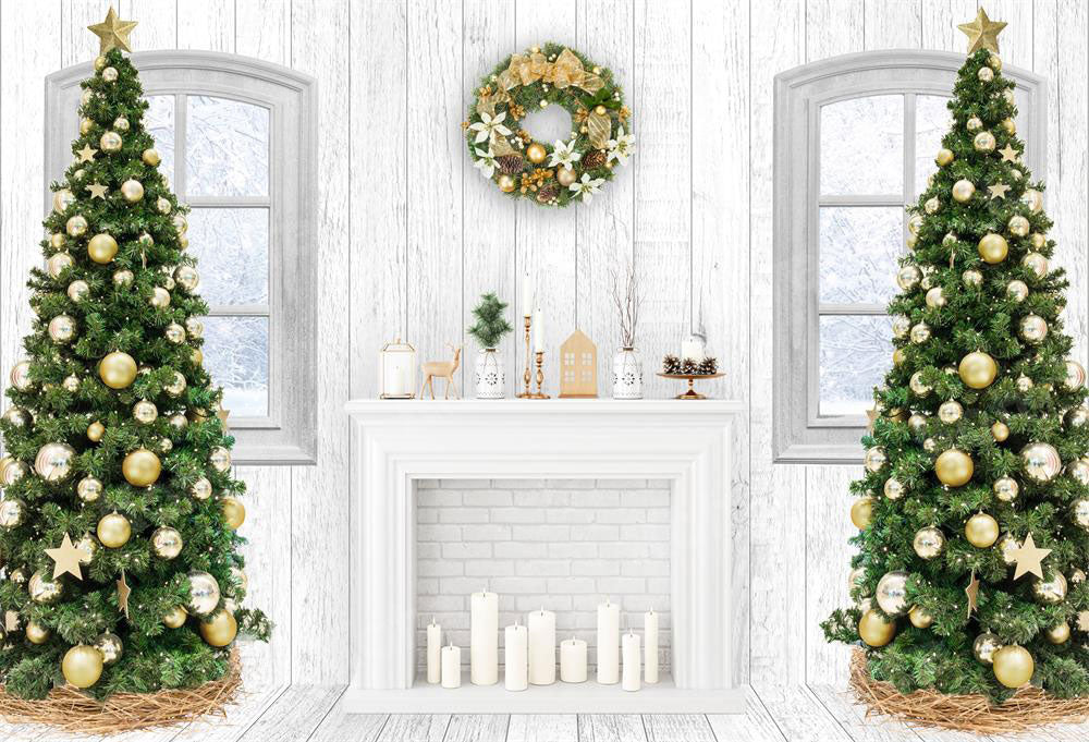 Kate Christmas Fireplace White Wood Backdrop for Photography -UK