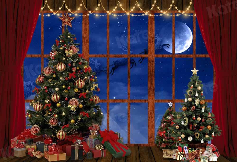 Kate Christmas Trees Window Elk Moon Backdrop Designed by Chain Photography -UK