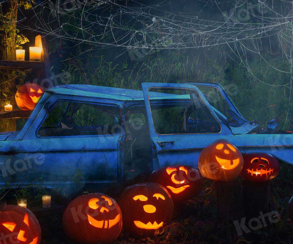 Kate Halloween Pumpkin Car Backdrop Fall Night for Photography -UK