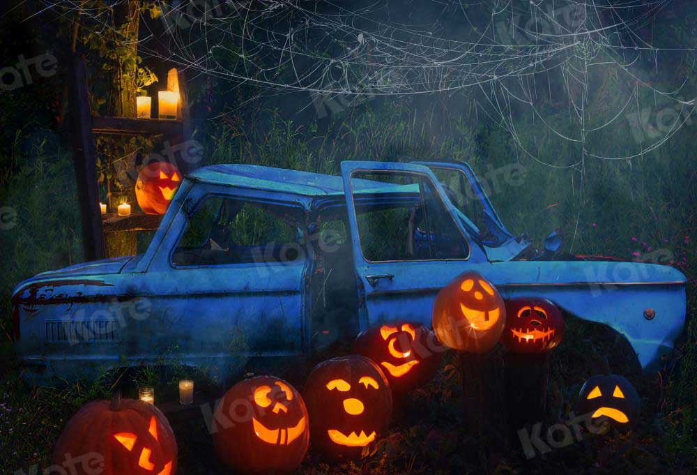 Kate Halloween Pumpkin Car Backdrop Fall Night for Photography -UK