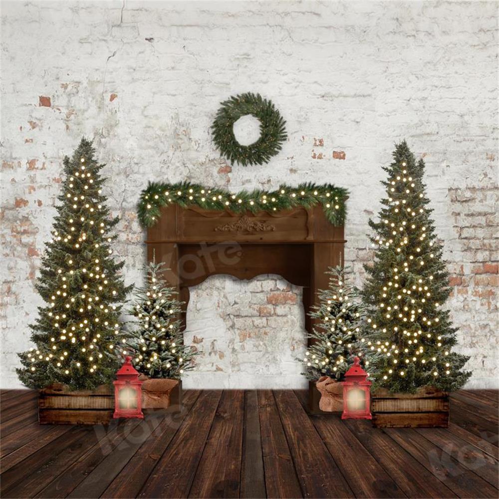 Kate Christmas Fireplace Wreath Backdrop for Photography -UK