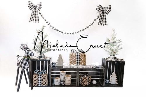 Kate Christmas Black and White Grid Backdrop Designed By Michele Ernst Photography -UK