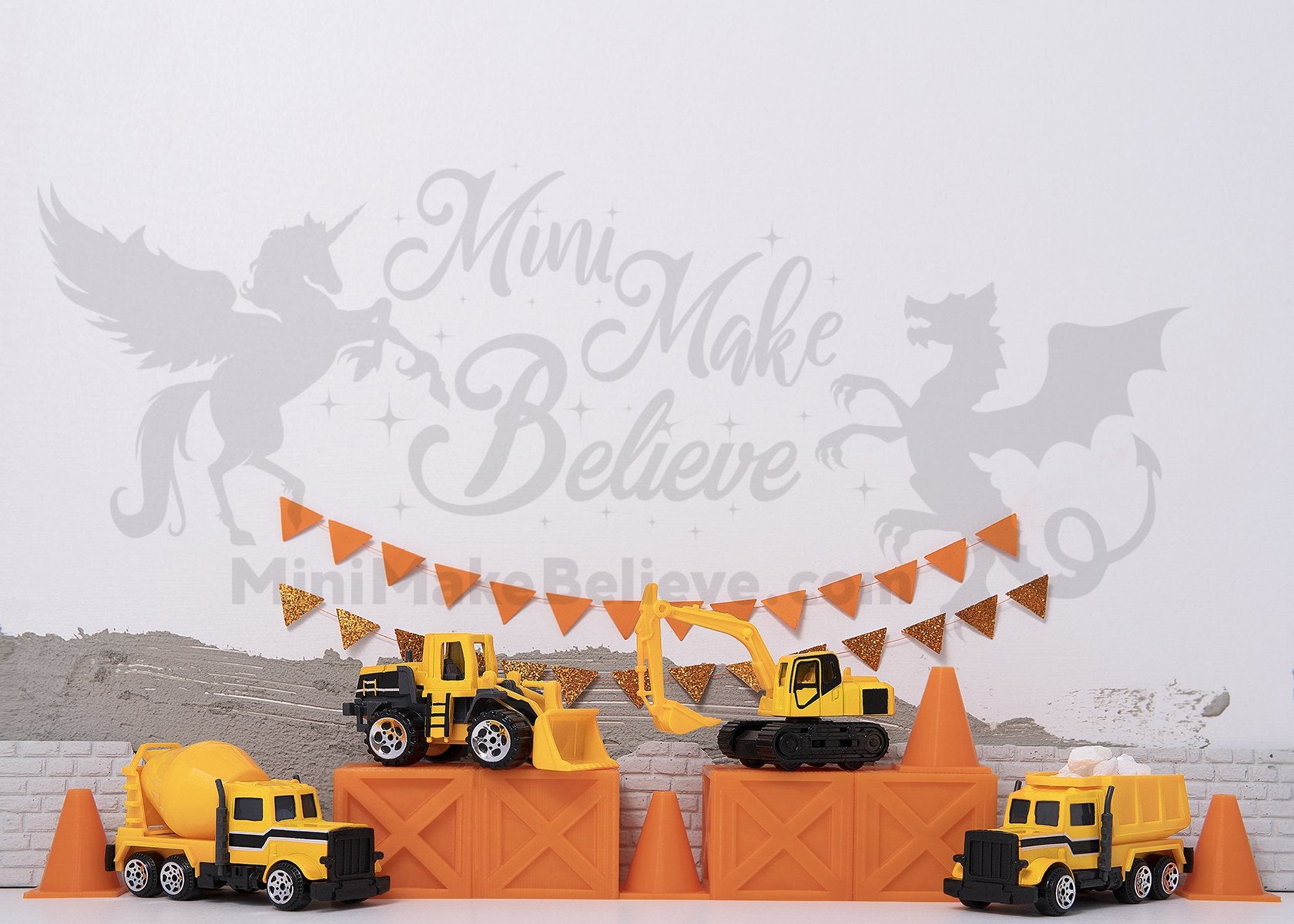 Kate Birthday Truck Construction Boy Backdrop Designed by Mini MakeBelieve -UK
