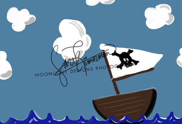 Kate Pirate Sea and Clouds Children Backdrop for Photography Designed by Sarah Timmerman -UK