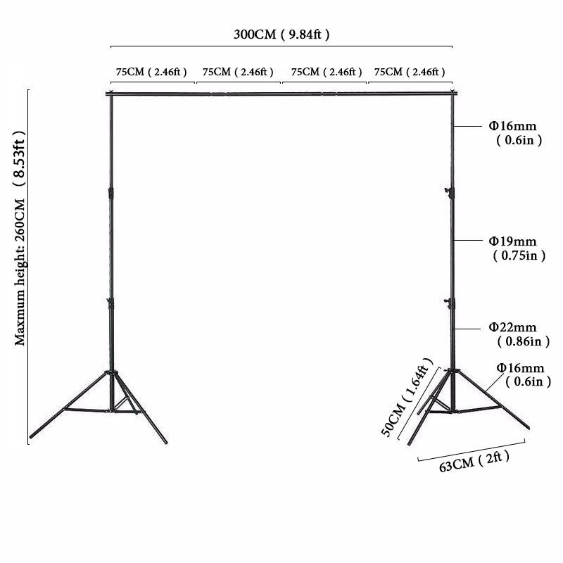 Kate Backgrounds Stand Equipment Black Framework Manual Aluminum - Kate backdrops UK