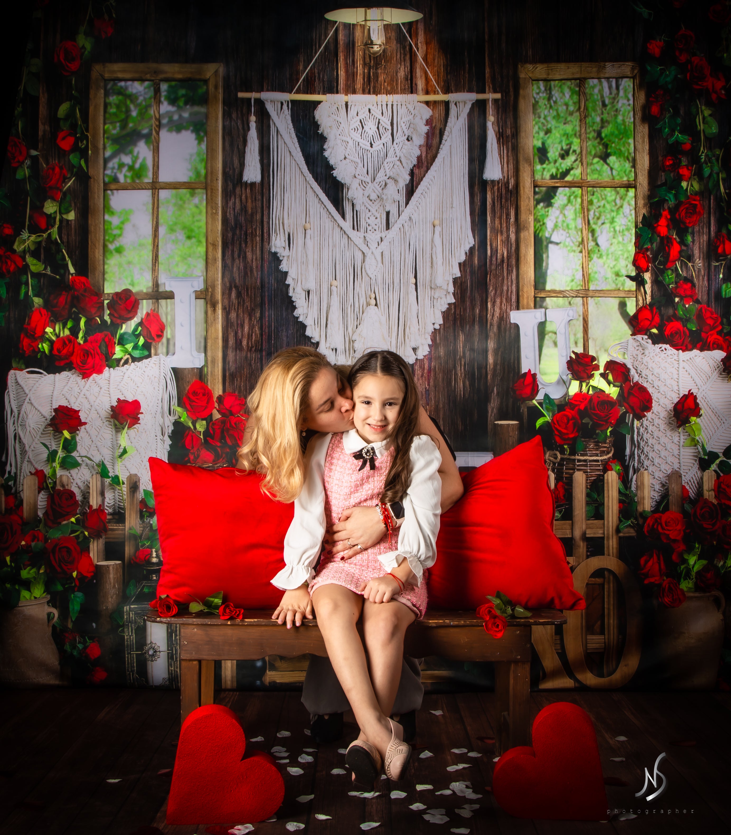 Kate Valentine's Day Boho Spring Window Rose Backdrop Designed by Emetselch -UK