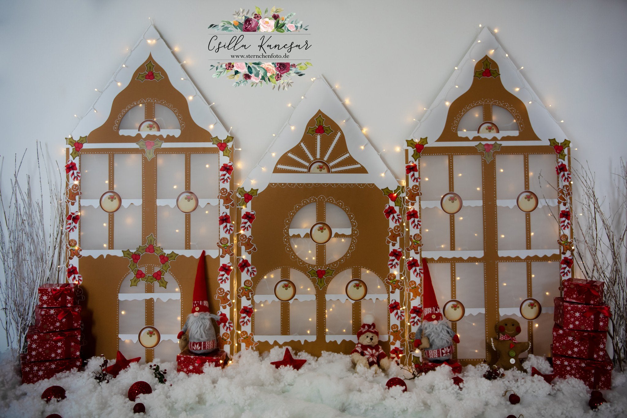 Kate Christmas Gingerbread House Backdrop Designed by Csilla Kancsar -UK