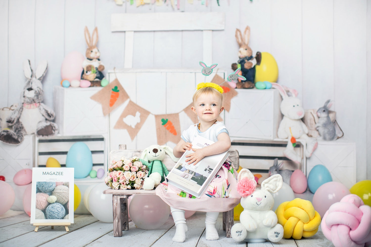 Kate White Easter Bunny Egg Stand Backdrop Designed by Emetselch -UK
