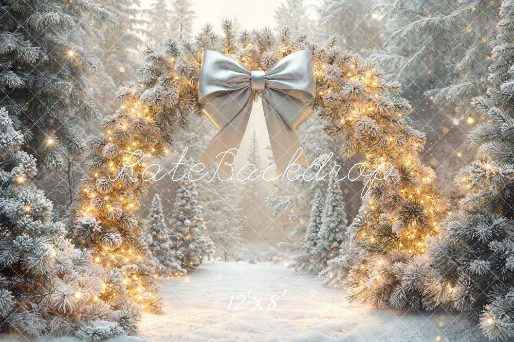 Kate Christmas Arch Snowy Trees Fleece Backdrop Designed by Emetselch -UK