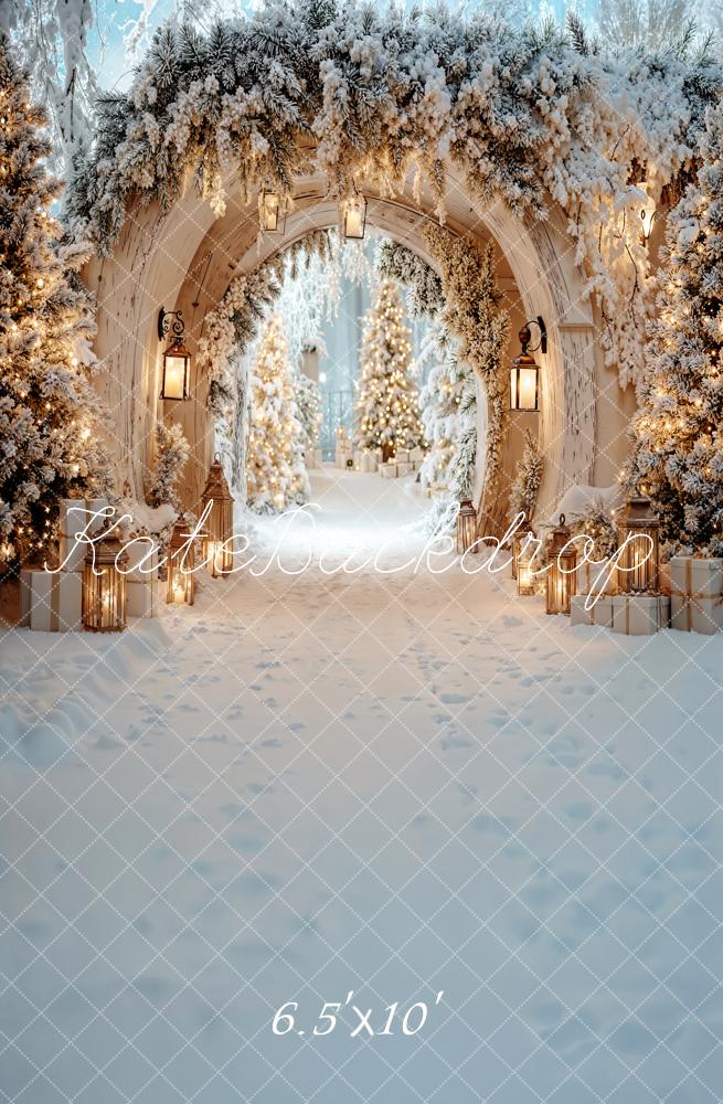 Kate Christmas Snowy Arch Gift Lanterns Fleece Backdrop Designed by Emetselch -UK
