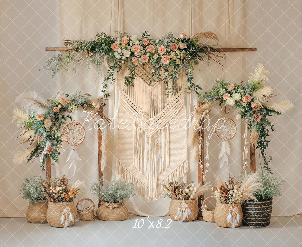 Kate Boho Macrame Dreamcatcher Floral Backdrop Designed by Emstselch