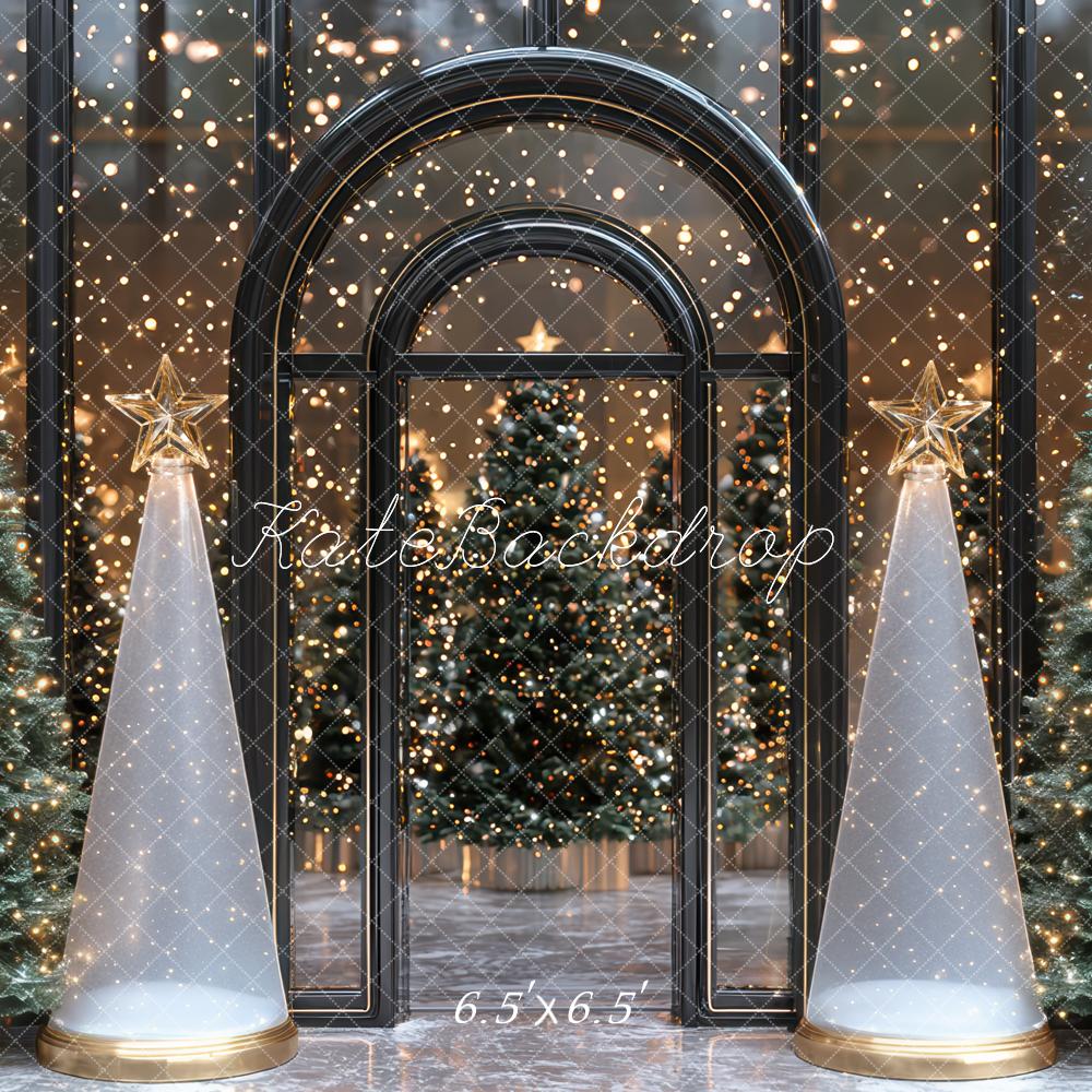 Kate Christmas Trees Arched Windows Star Cones Backdrop Designed by Mini MakeBelieve -UK