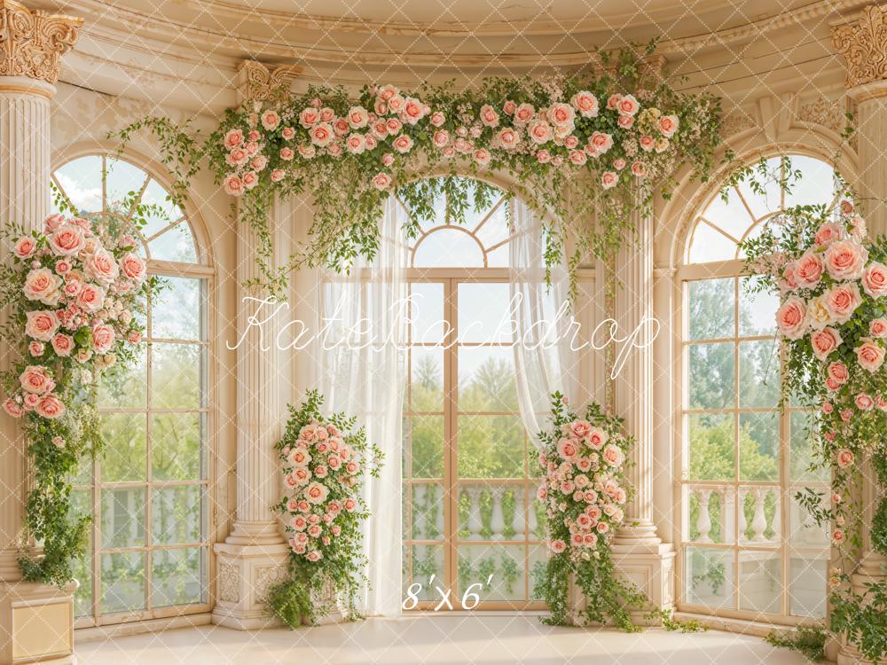 Kate Garland Pink Roses Window Columns Backdrop Designed by Emetselch -UK
