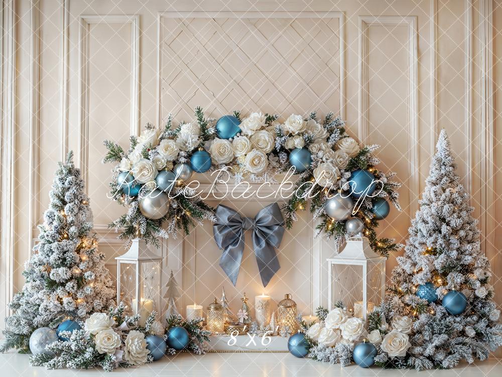 Kate Christmas Floral Arch Trees Fleece Backdrop Designed by Emetselch -UK
