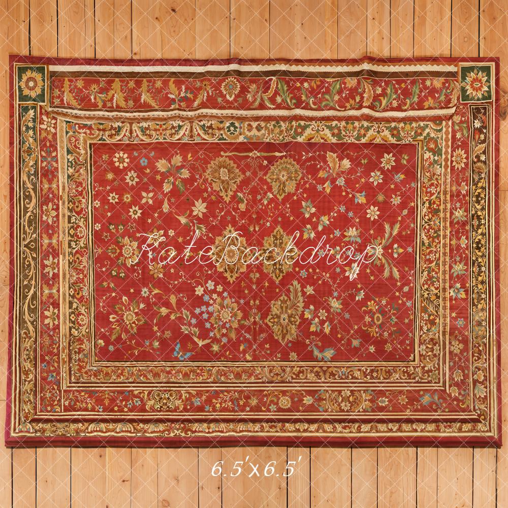 Kate Red Vintage Rug Wooden Floor Backdrop Designed by Emetselch