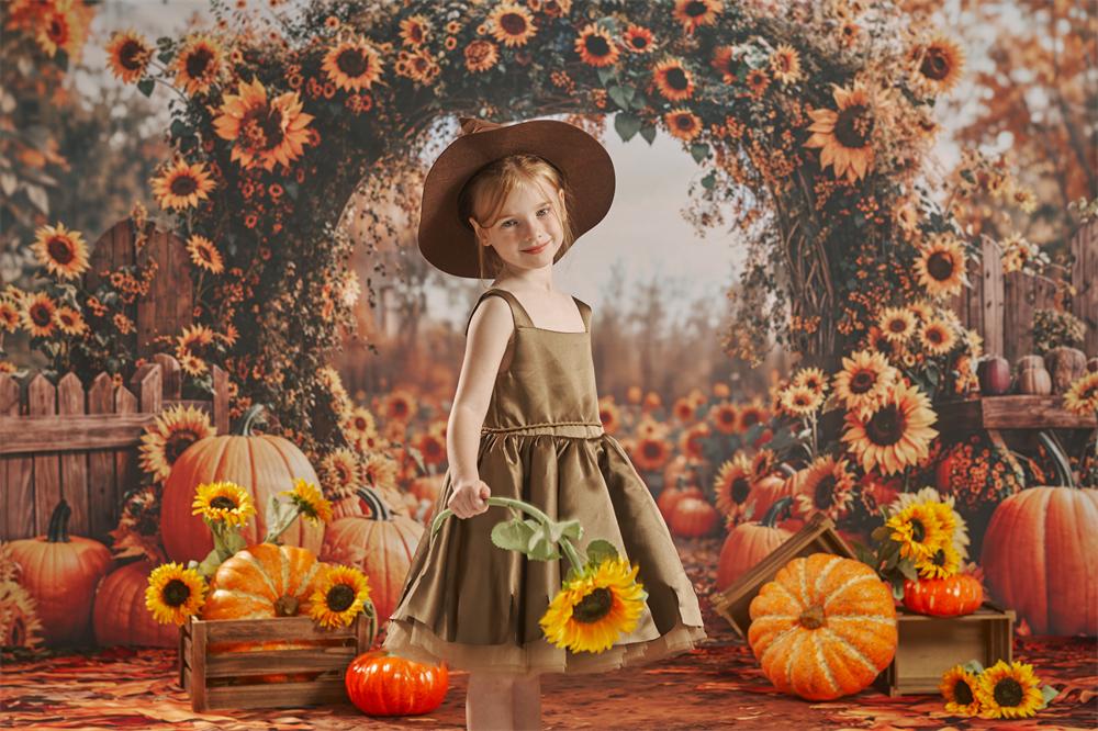 Kate Autumn Sunflower Arch Pumpkin Backdrop+Path Floor Backdrop -UK