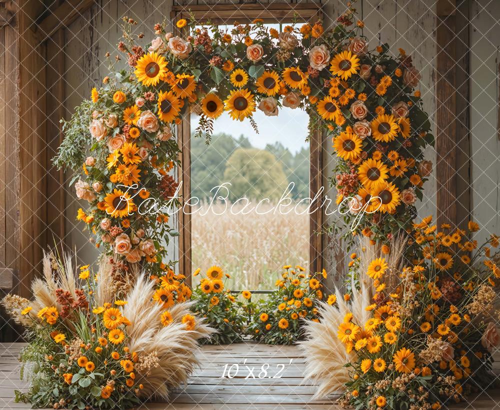 Kate Flower Arch Sunflowers Pampas Grass Backdrop Designed by Mini MakeBelieve -UK