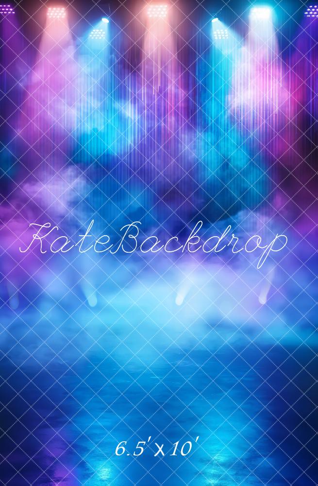 Kate Stage Lights Mist Blue Purple Fleece Backdrop Designed by Emetselch -UK