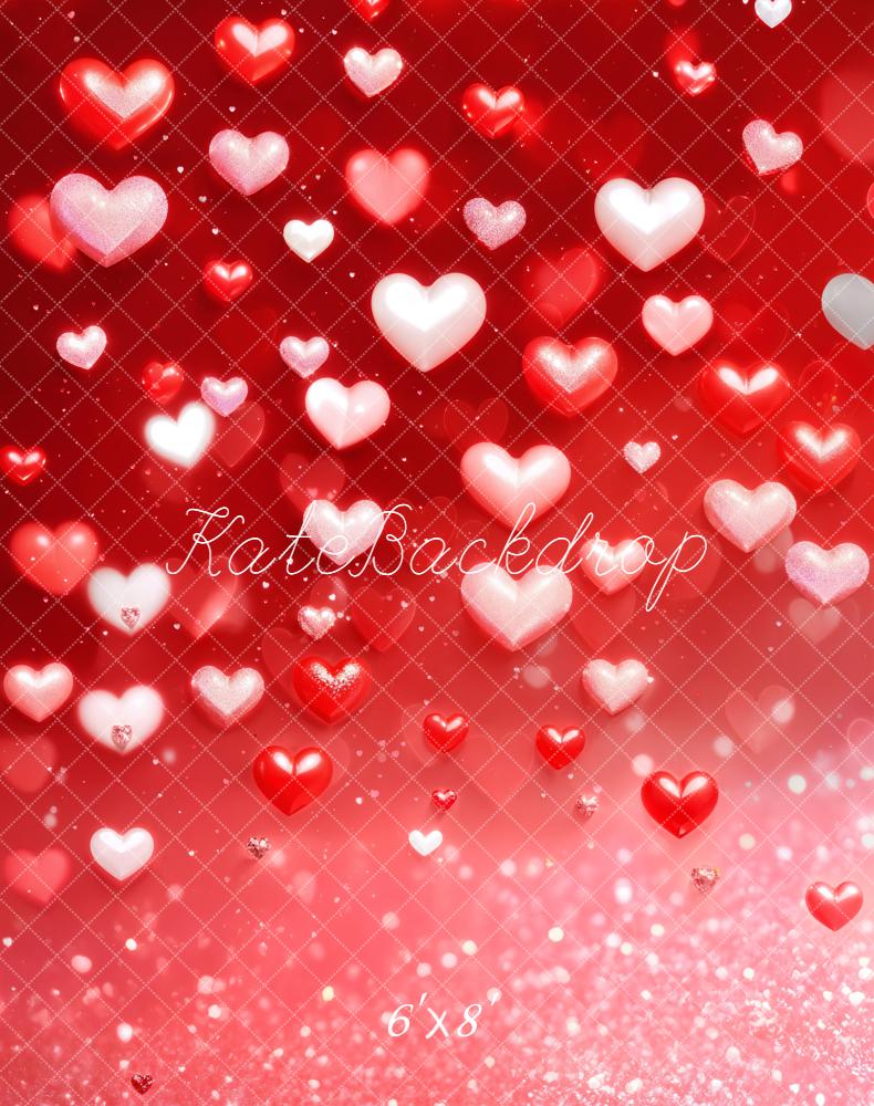 Kate Red Hearts Sparkle Bokeh Fleece Backdrop Designed by Emetselch -UK
