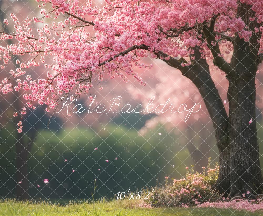 Kate Spring Pink Cherry Blossom Tree Floral Backdrop Designed by Emetselch