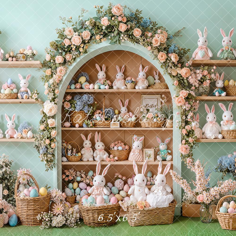 Kate Easter Bunny Floral Arch Shelves Backdrop Designed by Emetselch