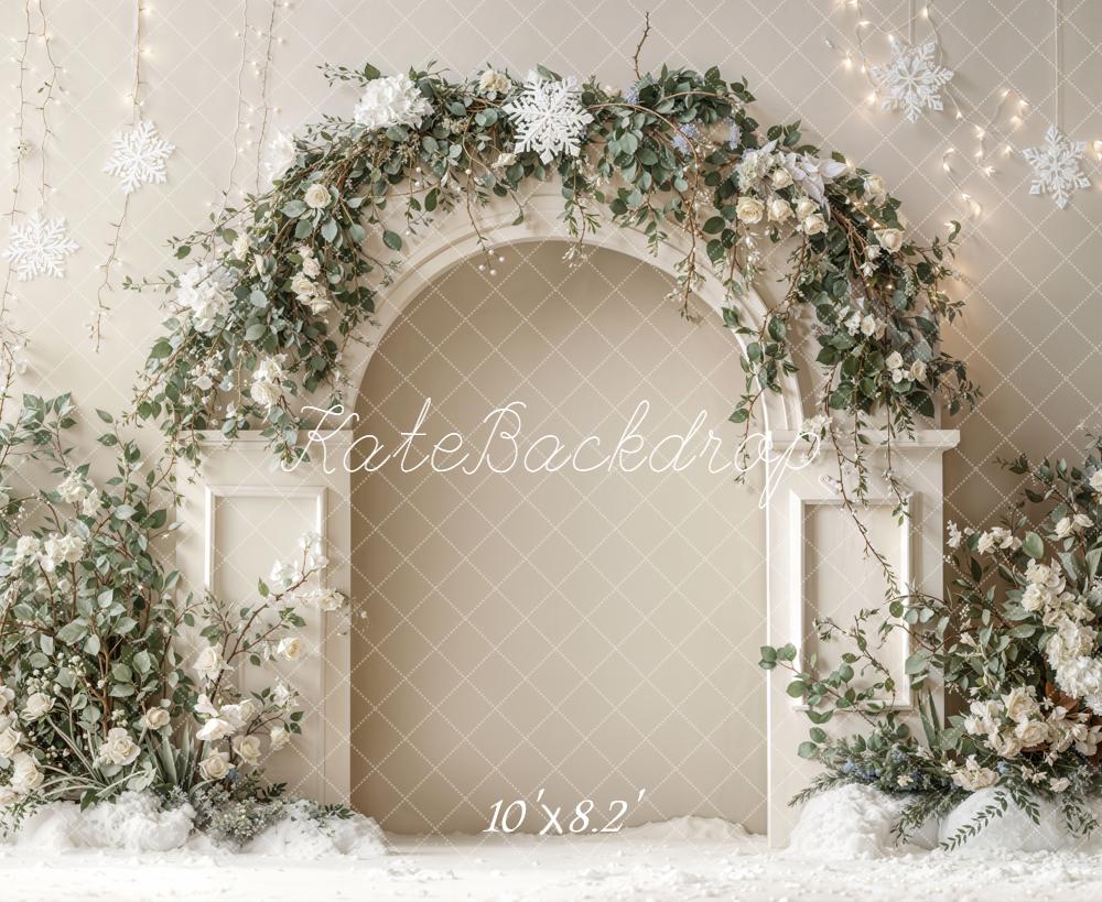 Kate Winter Arch Snowflakes Lights Fleece Backdrop Designed by Emetselch -UK