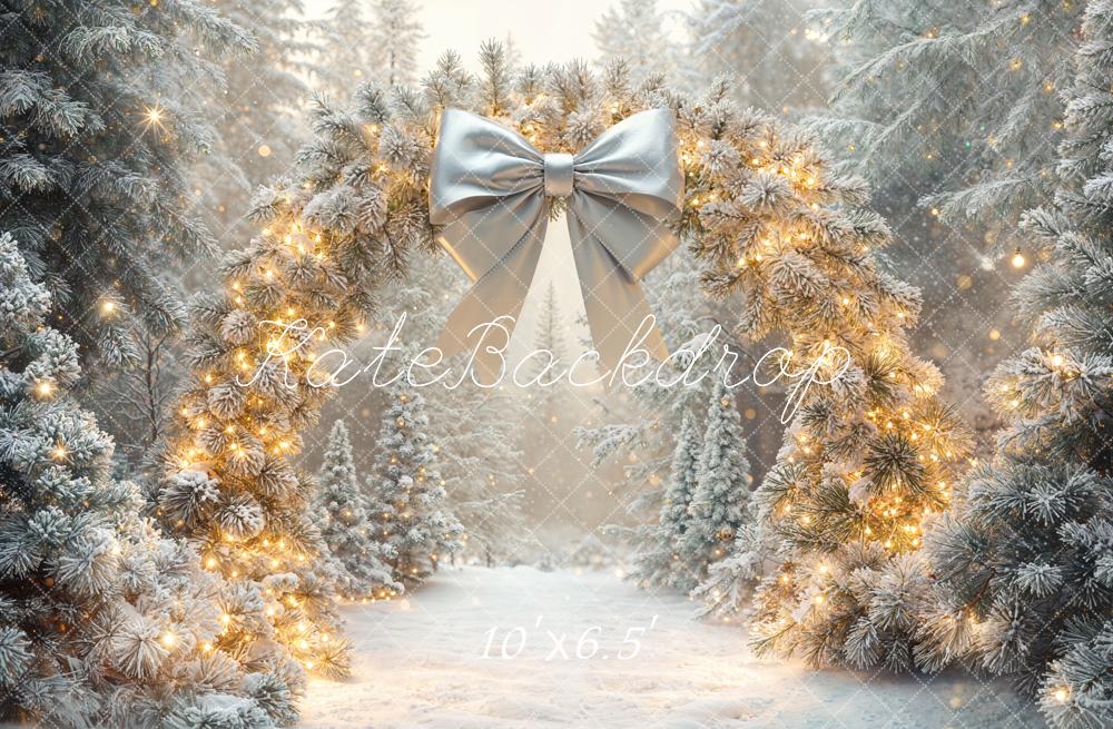 Kate Christmas Arch Snowy Trees Fleece Backdrop Designed by Emetselch -UK