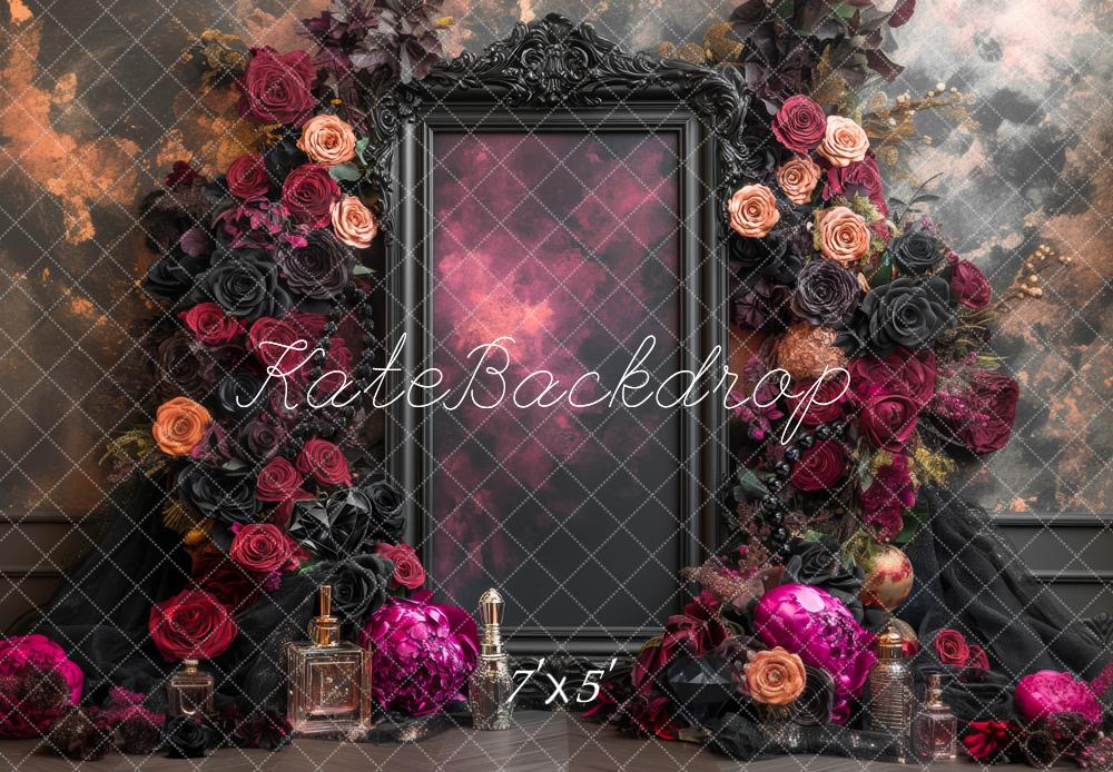 Kate Fine Art Dark Roses Ornate Frame Backdrop Designed by Mini MakeBelieve -UK