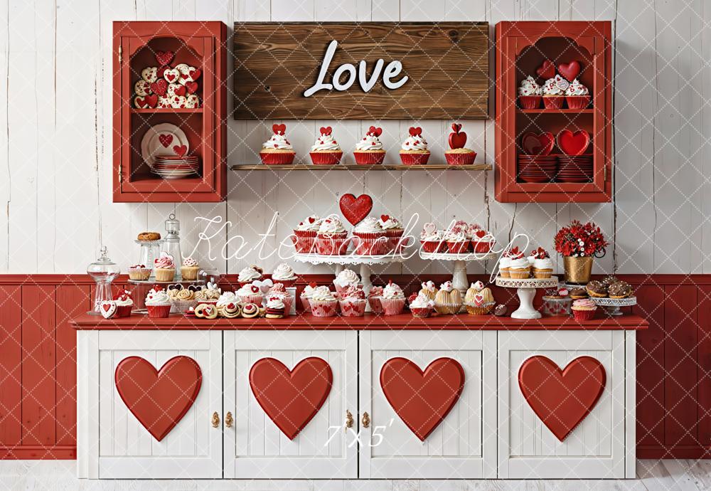 Kate Valentine Love Hearts Sweets Kitchen Backdrop Designed by Emetselch -UK