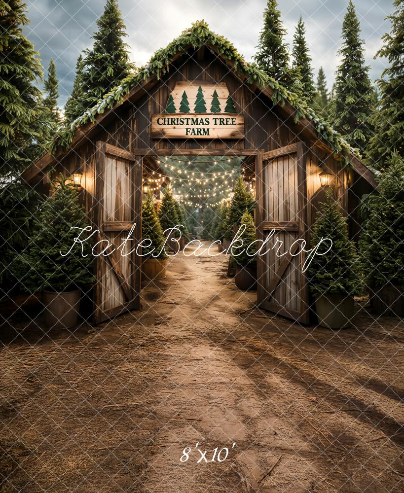 Kate Christmas Tree Farm Forest Barn Fleece Backdrop Designed by Emetselch -UK
