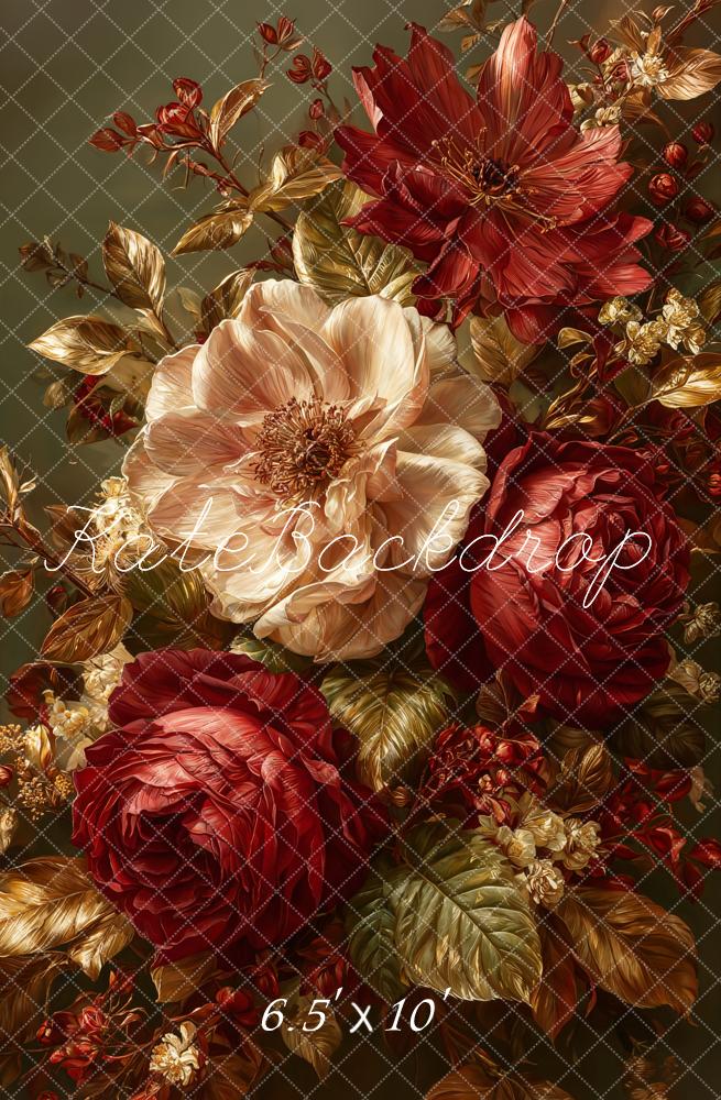 Kate Fine Art Red Cream Flowers Backdrop Designed by Emetselch