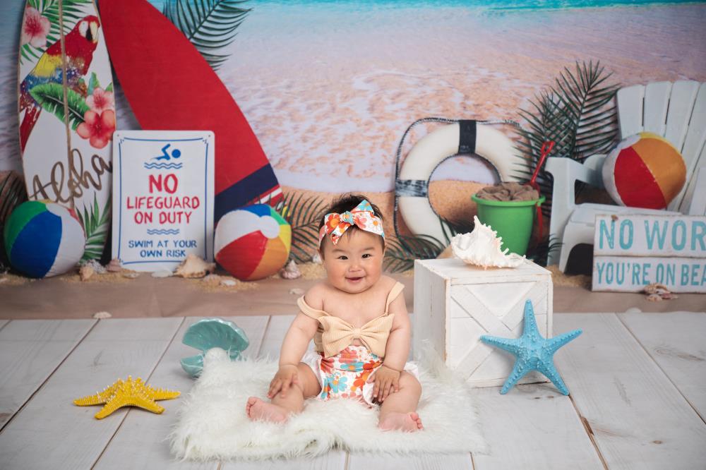 Kate Beach Day Sea Summer Backdrop for Photography Designed by Megan Leigh Photography -UK