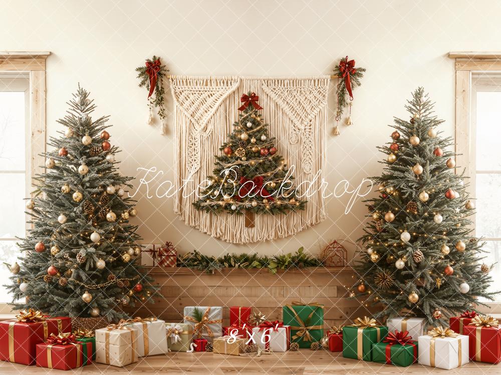 Kate Christmas Tree Gift Boxes Macrame Fleece Backdrop Designed by Emetselch -UK