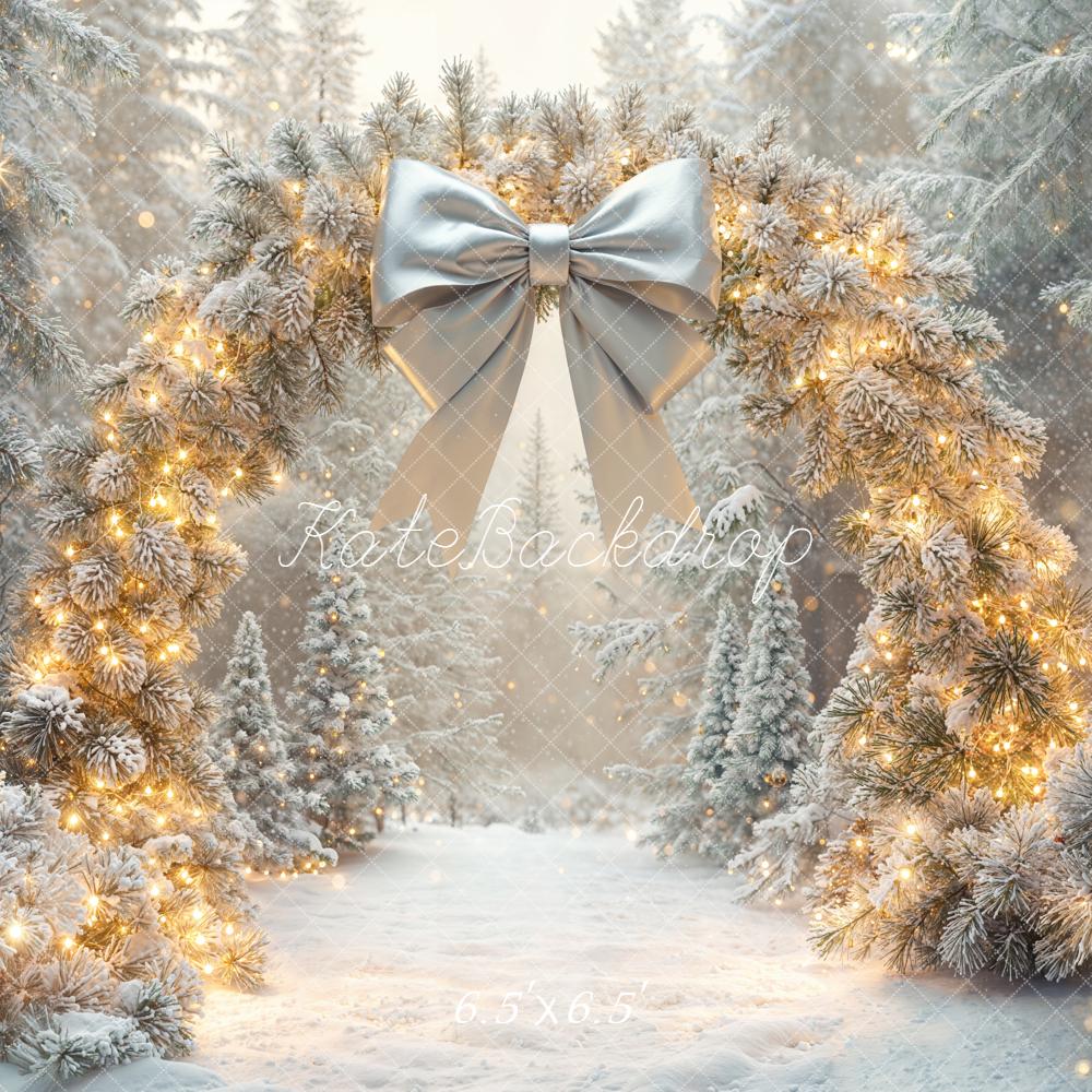 Kate Christmas Flower Arch Snowy Trees Backdrop Designed by Emetselch
