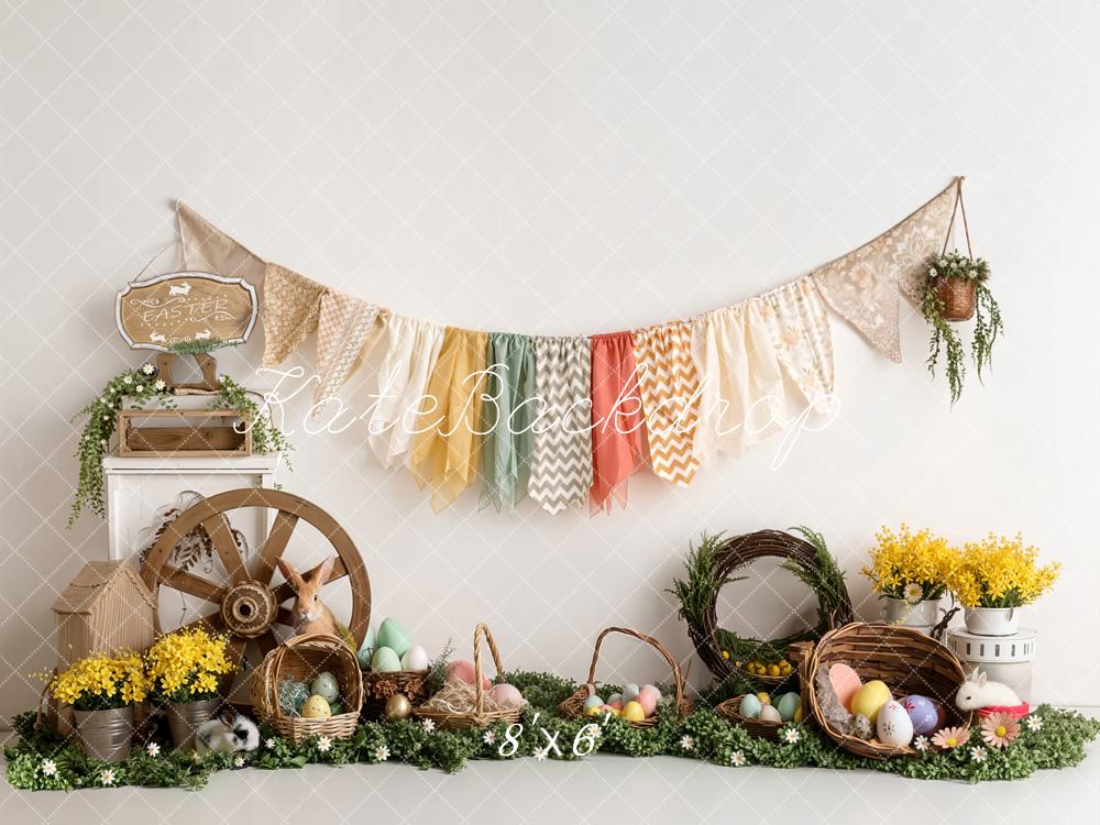 Kate Easter Bunny Eggs Wagon Basket Garland Backdrop Designed by Emetselch