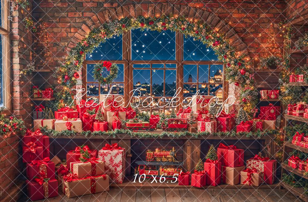 Kate Christmas Gifts Garland Window Fleece Backdrop Designed by Emetselch -UK