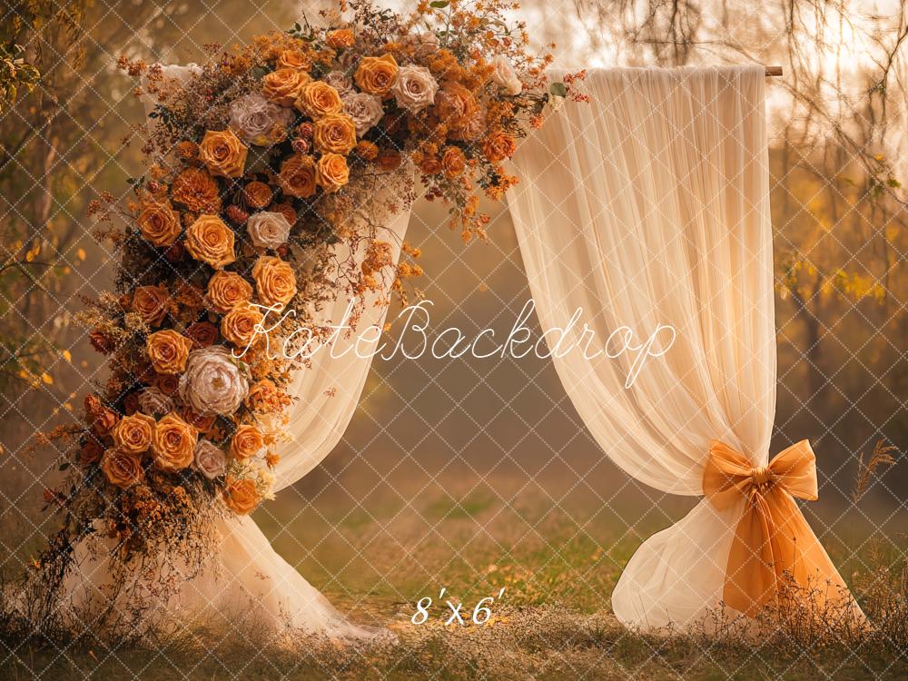 On Sale Kate Autumn Floral Arch Cream Curtains Backdrop Designed by Emetselch -UK