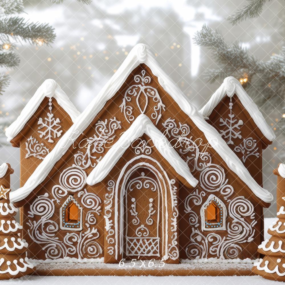 Kate Christmas Gingerbread House Snowy Backdrop Designed by Mini MakeBelieve -UK