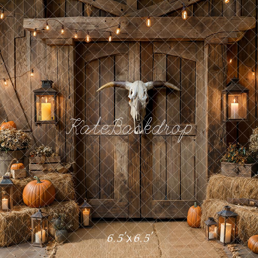 Kate Autumn Barn Pumpkins Hay Backdrop Designed by Emetselch -UK