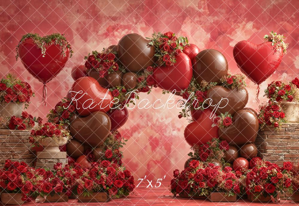 Kate Valentine Heart Balloon Arch Roses Backdrop Designed by Emetselch