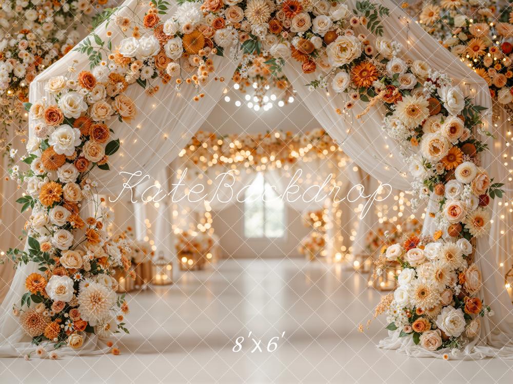 Kate Wedding Flower Arch Lanterns Fleece Backdrop Designed by Emetselch -UK