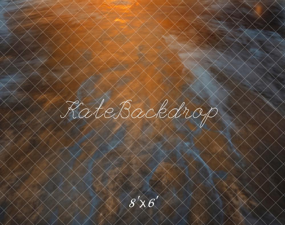 Kate Abstract Orange Blue Texture Fleece Backdrop Designed by Emetselch -UK